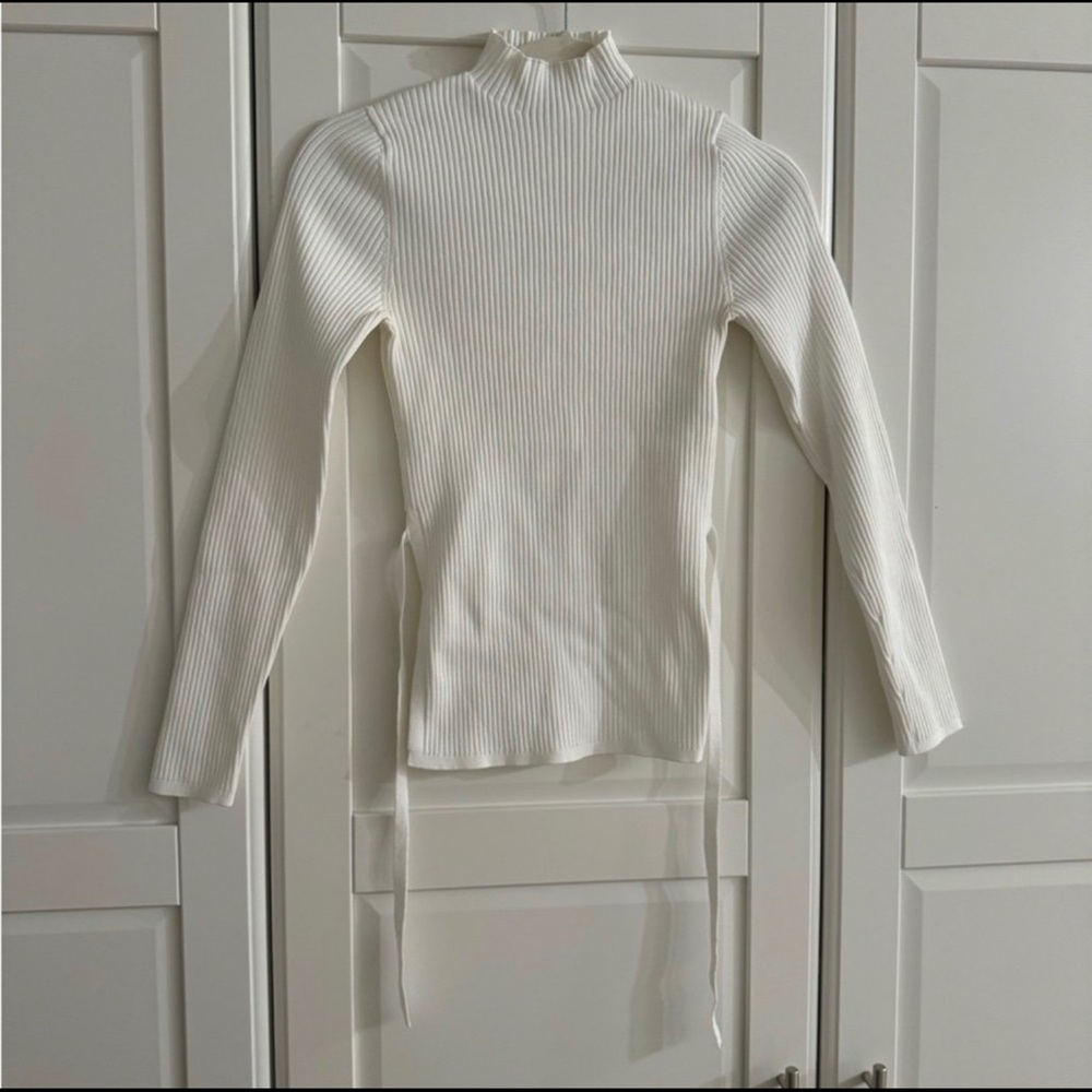 Aritzia babaton sculpt knit tie back long sleeve top